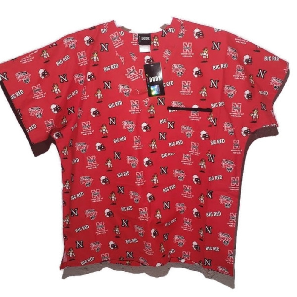 Scrub DUDZ Top Size Large Nebraska Huskers Red